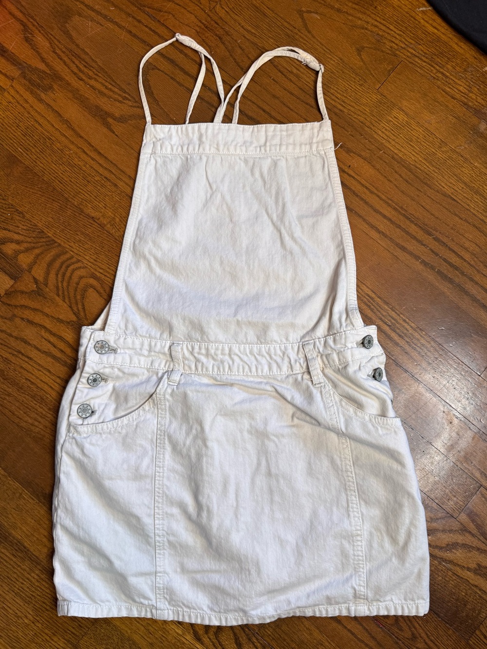 Free People cream Denim Overall Mini Skirt size 4